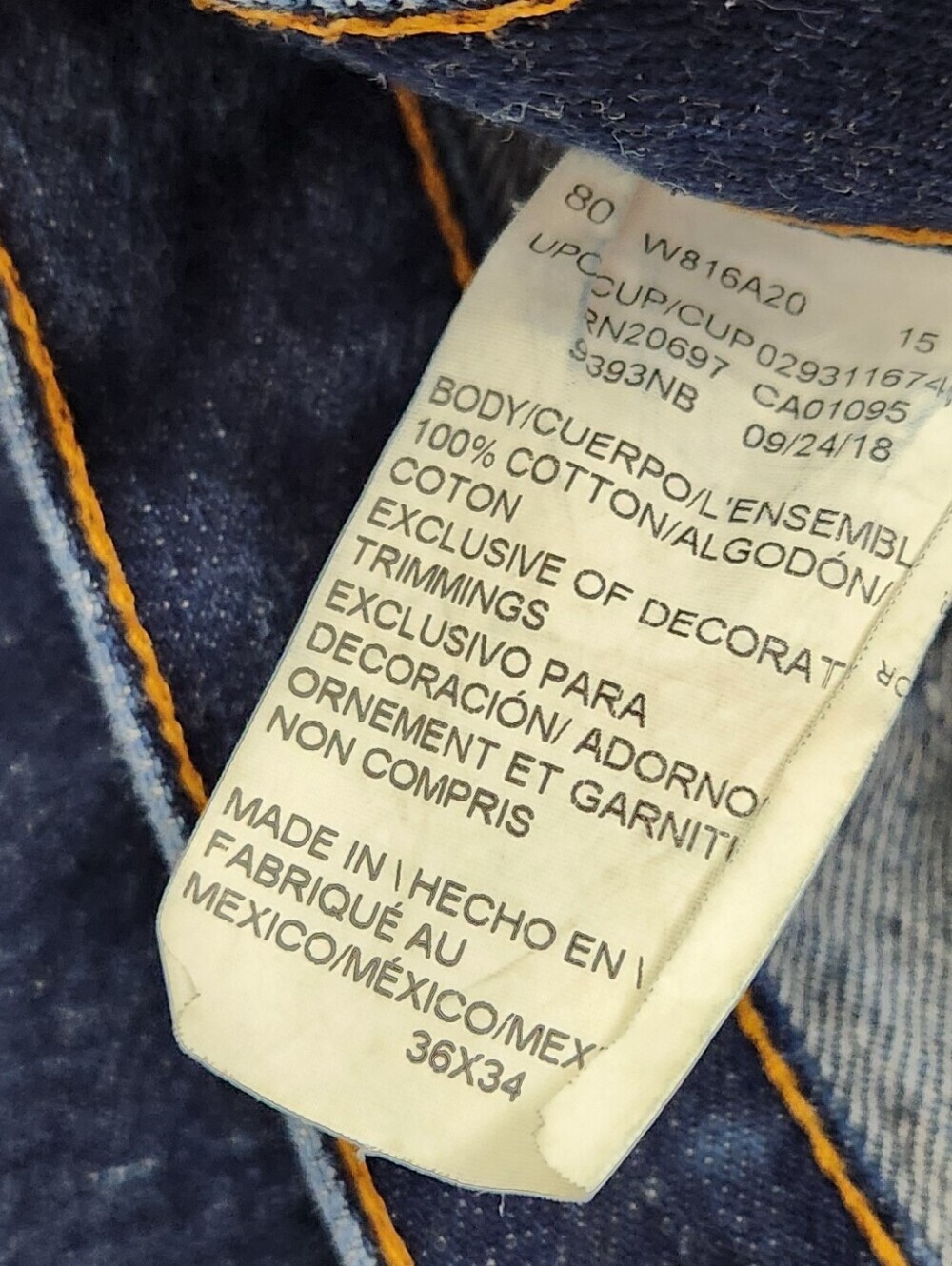Dickies Straight Dark Wash 100% Cotton Denim Jeans. 36 × 34 - Picture 12 of 12